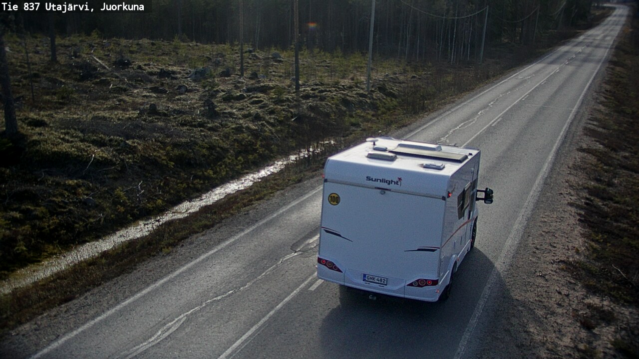 Weather Camera Image Väg 837 Utajärvi, Juorkuna, Utajärvi, Pohjois-Pohjanmaa
