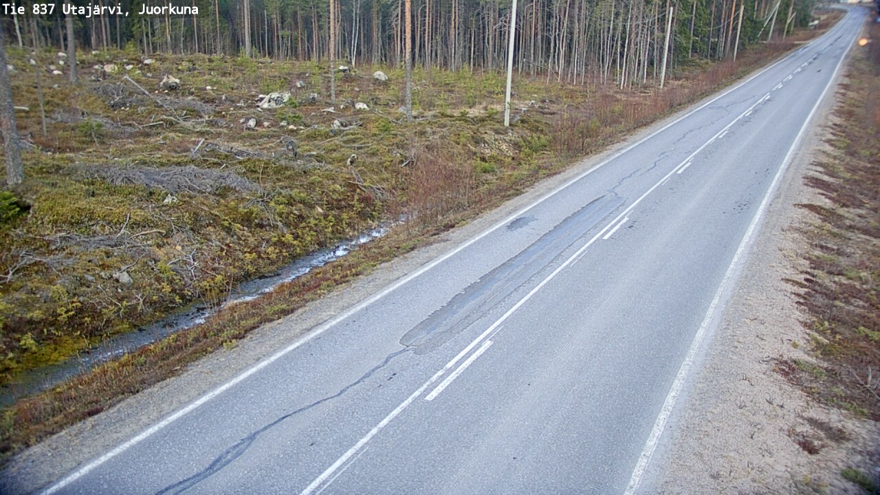 Weather Camera Image Väg 837 Utajärvi, Juorkuna, Utajärvi, Pohjois-Pohjanmaa