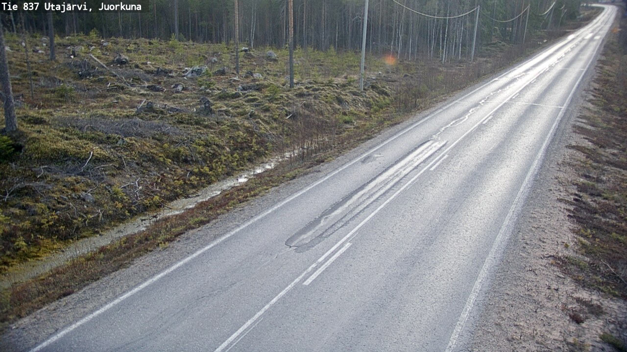 Weather Camera Image Väg 837 Utajärvi, Juorkuna, Utajärvi, Pohjois-Pohjanmaa