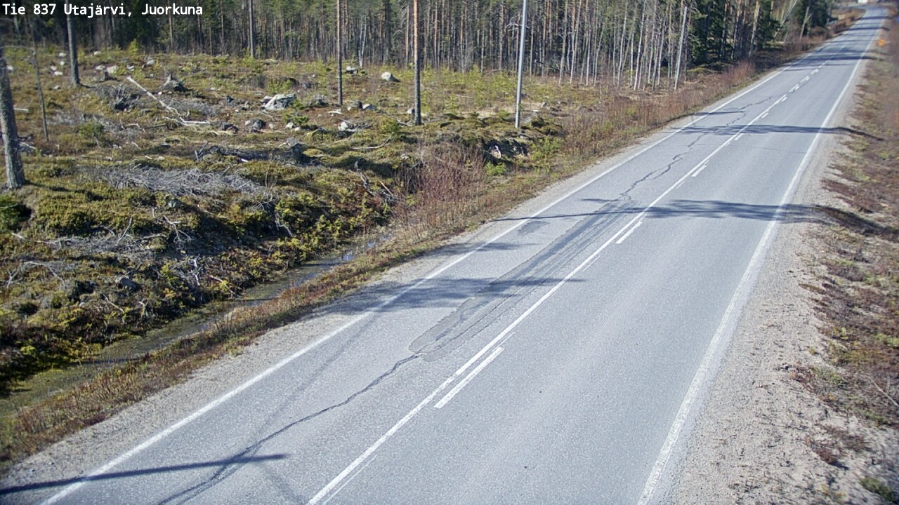 Weather Camera Image Väg 837 Utajärvi, Juorkuna, Utajärvi, Pohjois-Pohjanmaa