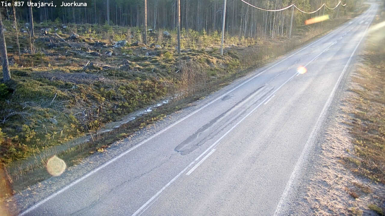 Weather Camera Image Väg 837 Utajärvi, Juorkuna, Utajärvi, Pohjois-Pohjanmaa