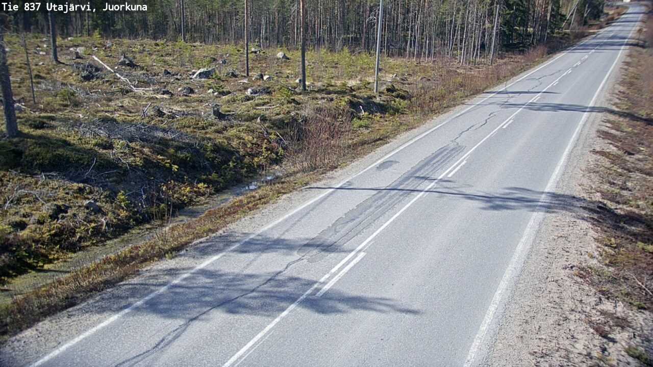 Weather Camera Image Väg 837 Utajärvi, Juorkuna, Utajärvi, Pohjois-Pohjanmaa
