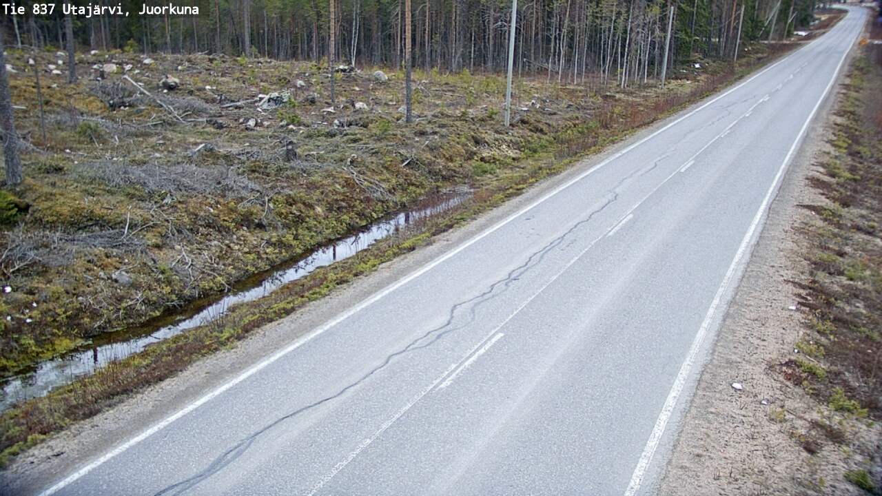 Weather Camera Image Väg 837 Utajärvi, Juorkuna, Utajärvi, Pohjois-Pohjanmaa