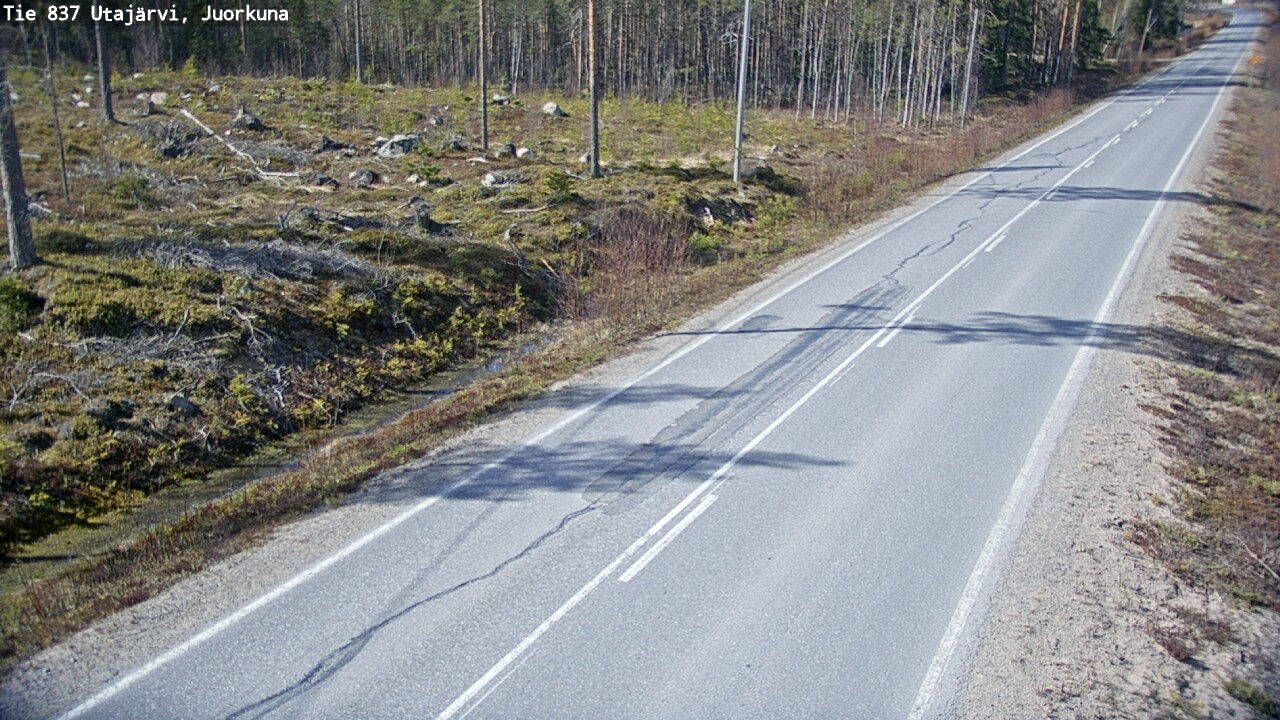 Weather Camera Image Väg 837 Utajärvi, Juorkuna, Utajärvi, Pohjois-Pohjanmaa