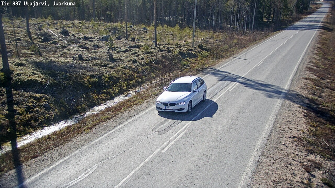 Weather Camera Image Väg 837 Utajärvi, Juorkuna, Utajärvi, Pohjois-Pohjanmaa