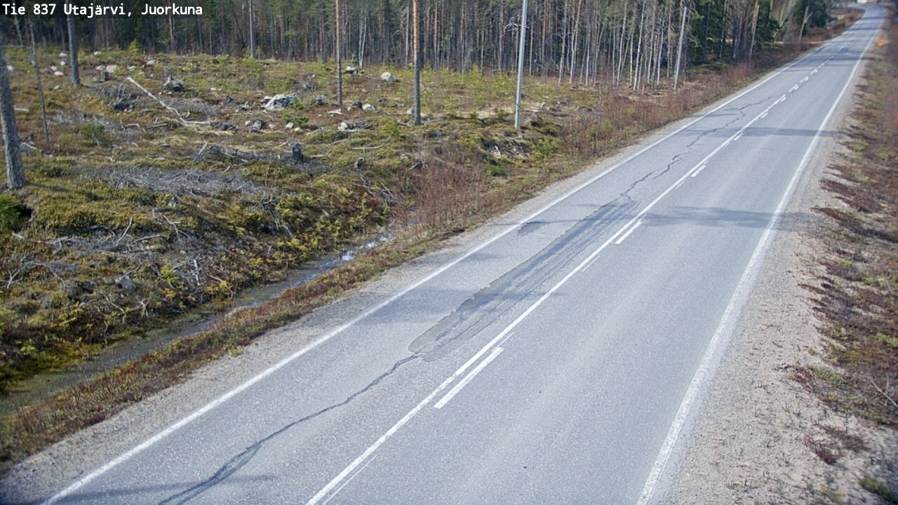 Weather Camera Image Väg 837 Utajärvi, Juorkuna, Utajärvi, Pohjois-Pohjanmaa