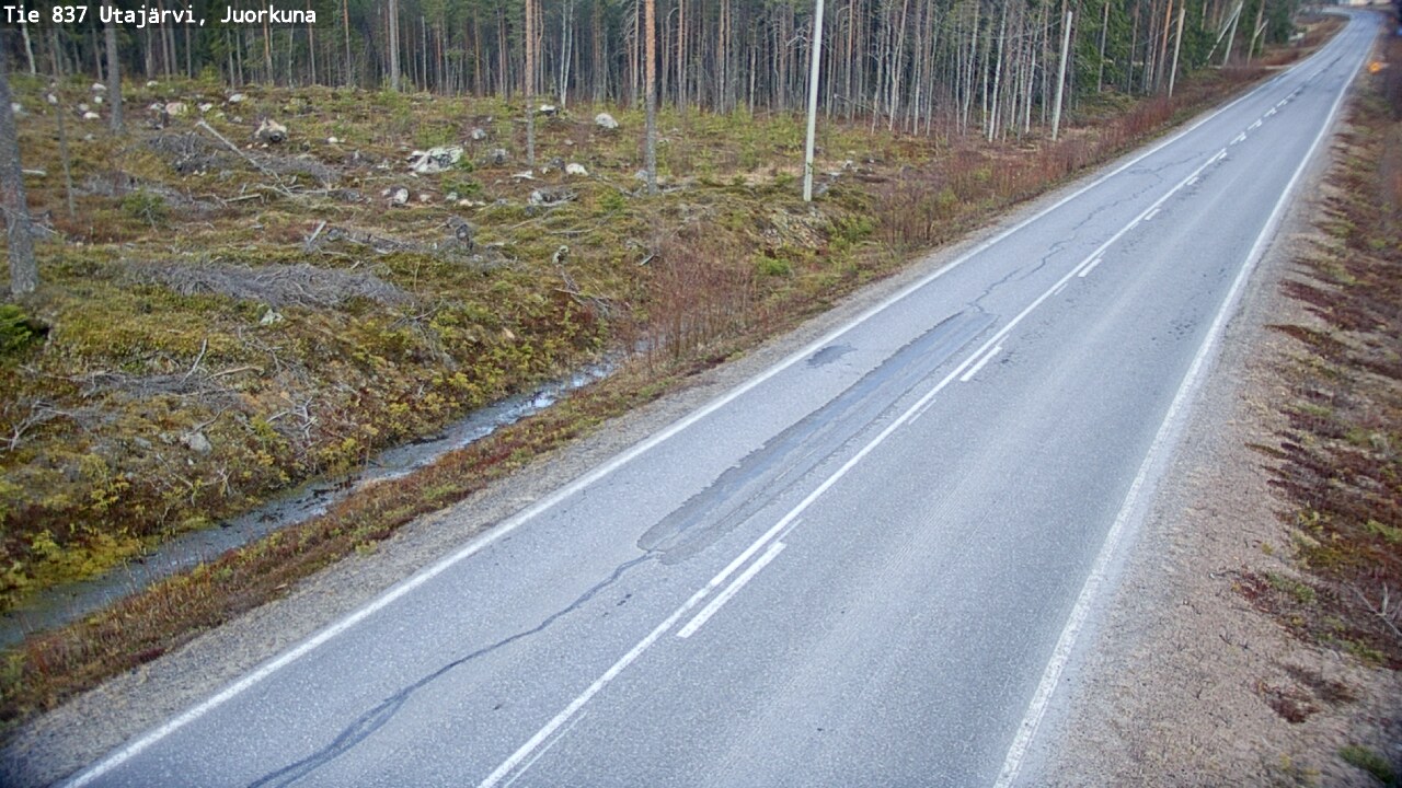 Weather Camera Image Väg 837 Utajärvi, Juorkuna, Utajärvi, Pohjois-Pohjanmaa