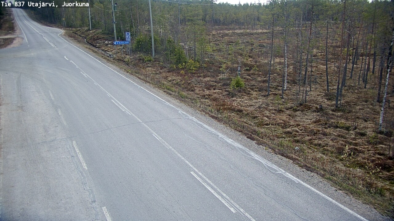 Weather Camera Image Väg 837 Utajärvi, Juorkuna, Utajärvi, Pohjois-Pohjanmaa