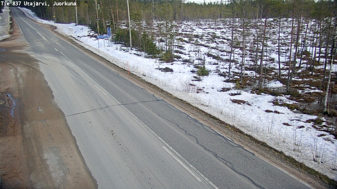 Weather Camera Image Väg 837 Utajärvi, Juorkuna, Utajärvi, Pohjois-Pohjanmaa
