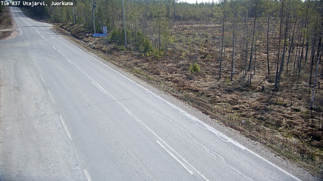 Weather Camera Image Väg 837 Utajärvi, Juorkuna, Utajärvi, Pohjois-Pohjanmaa