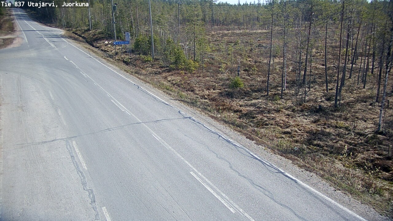 Weather Camera Image Väg 837 Utajärvi, Juorkuna, Utajärvi, Pohjois-Pohjanmaa