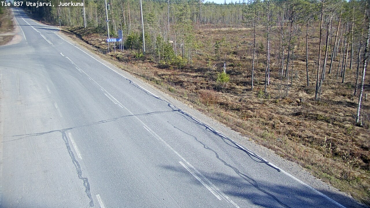 Weather Camera Image Väg 837 Utajärvi, Juorkuna, Utajärvi, Pohjois-Pohjanmaa