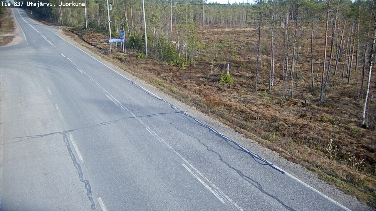 Weather Camera Image Väg 837 Utajärvi, Juorkuna, Utajärvi, Pohjois-Pohjanmaa