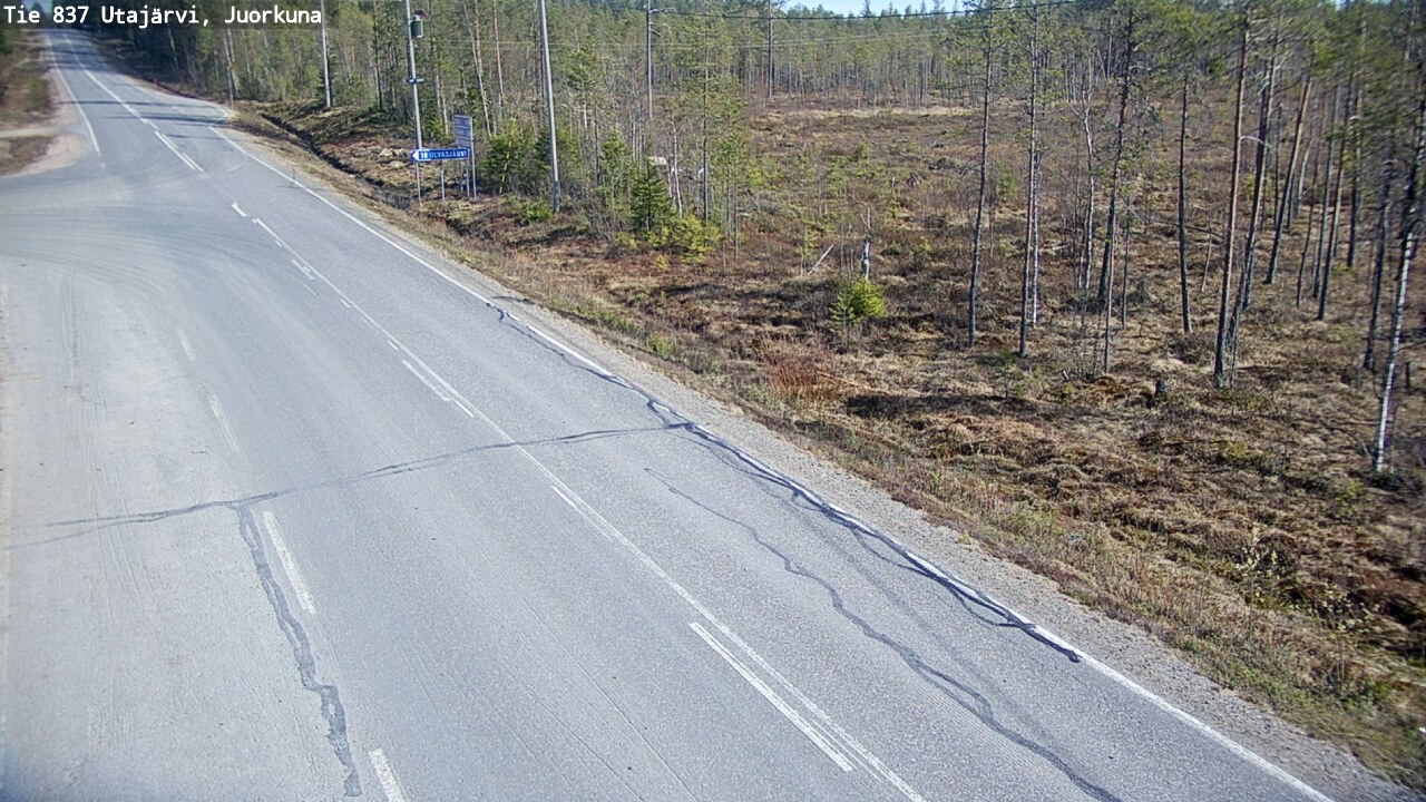 Weather Camera Image Väg 837 Utajärvi, Juorkuna, Utajärvi, Pohjois-Pohjanmaa