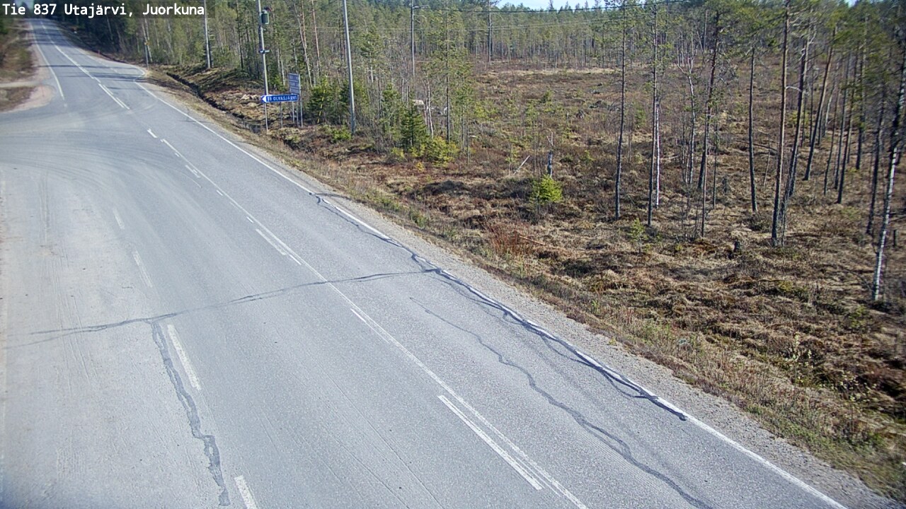 Weather Camera Image Väg 837 Utajärvi, Juorkuna, Utajärvi, Pohjois-Pohjanmaa