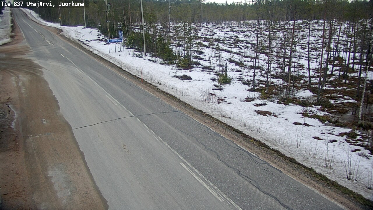 Weather Camera Image Väg 837 Utajärvi, Juorkuna, Utajärvi, Pohjois-Pohjanmaa