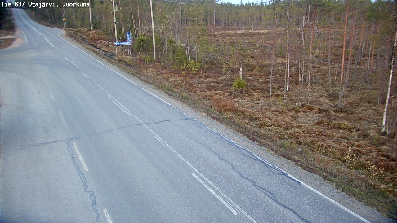Weather Camera Image Väg 837 Utajärvi, Juorkuna, Utajärvi, Pohjois-Pohjanmaa