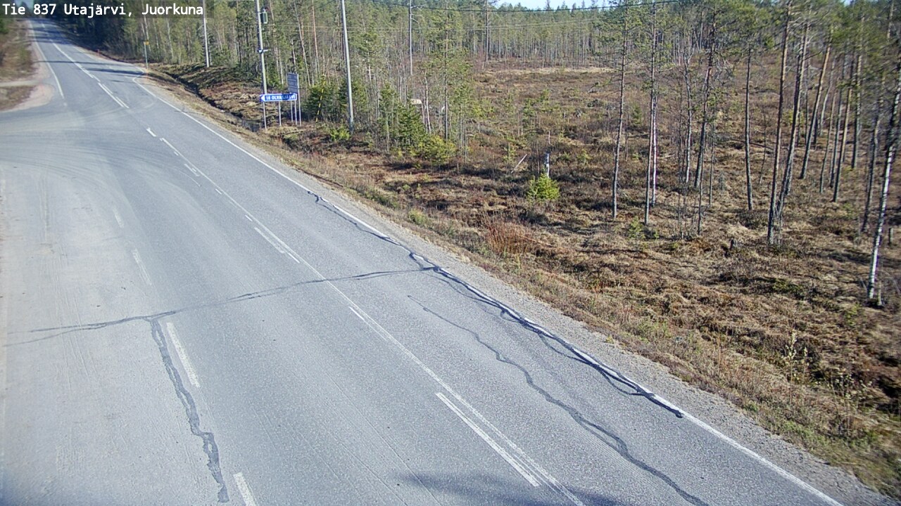 Weather Camera Image Väg 837 Utajärvi, Juorkuna, Utajärvi, Pohjois-Pohjanmaa