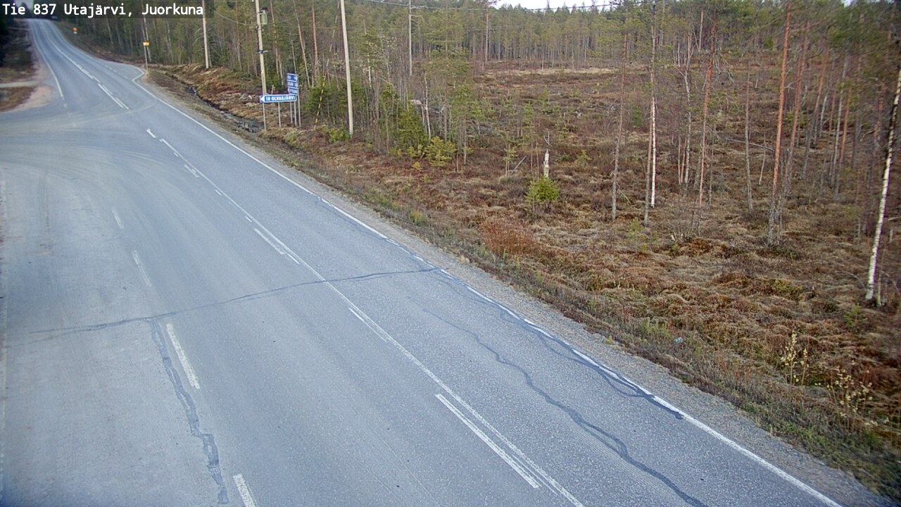 Weather Camera Image Väg 837 Utajärvi, Juorkuna, Utajärvi, Pohjois-Pohjanmaa