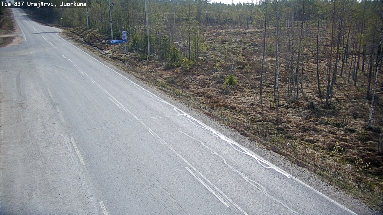 Weather Camera Image Väg 837 Utajärvi, Juorkuna, Utajärvi, Pohjois-Pohjanmaa