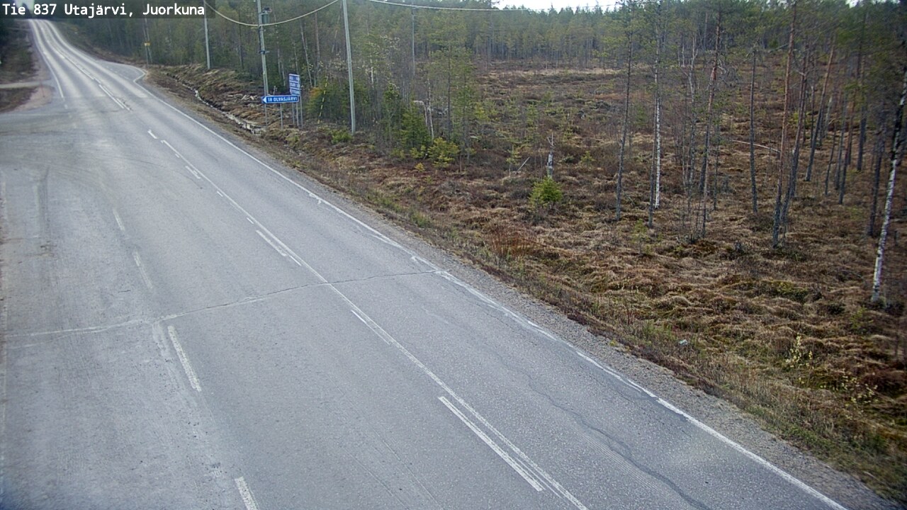 Weather Camera Image Väg 837 Utajärvi, Juorkuna, Utajärvi, Pohjois-Pohjanmaa