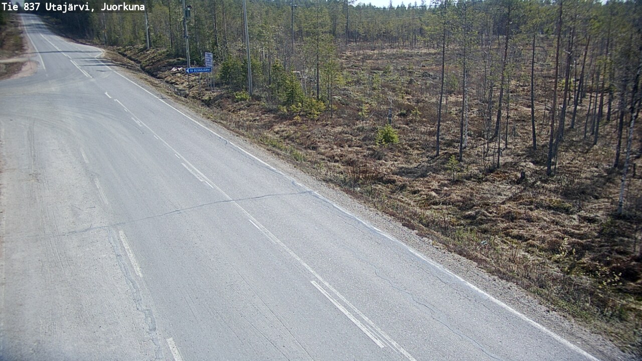 Weather Camera Image Väg 837 Utajärvi, Juorkuna, Utajärvi, Pohjois-Pohjanmaa
