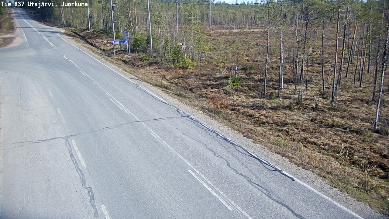 Weather Camera Image Väg 837 Utajärvi, Juorkuna, Utajärvi, Pohjois-Pohjanmaa