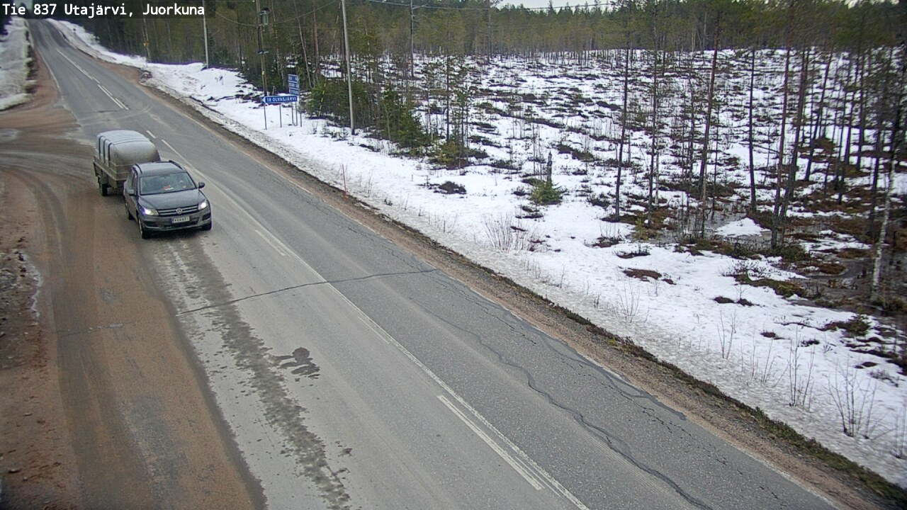 Weather Camera Image Väg 837 Utajärvi, Juorkuna, Utajärvi, Pohjois-Pohjanmaa