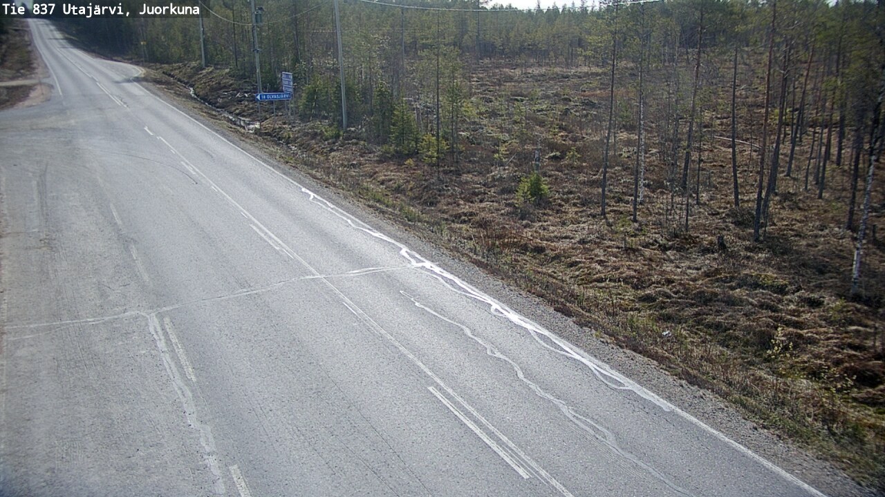 Weather Camera Image Väg 837 Utajärvi, Juorkuna, Utajärvi, Pohjois-Pohjanmaa