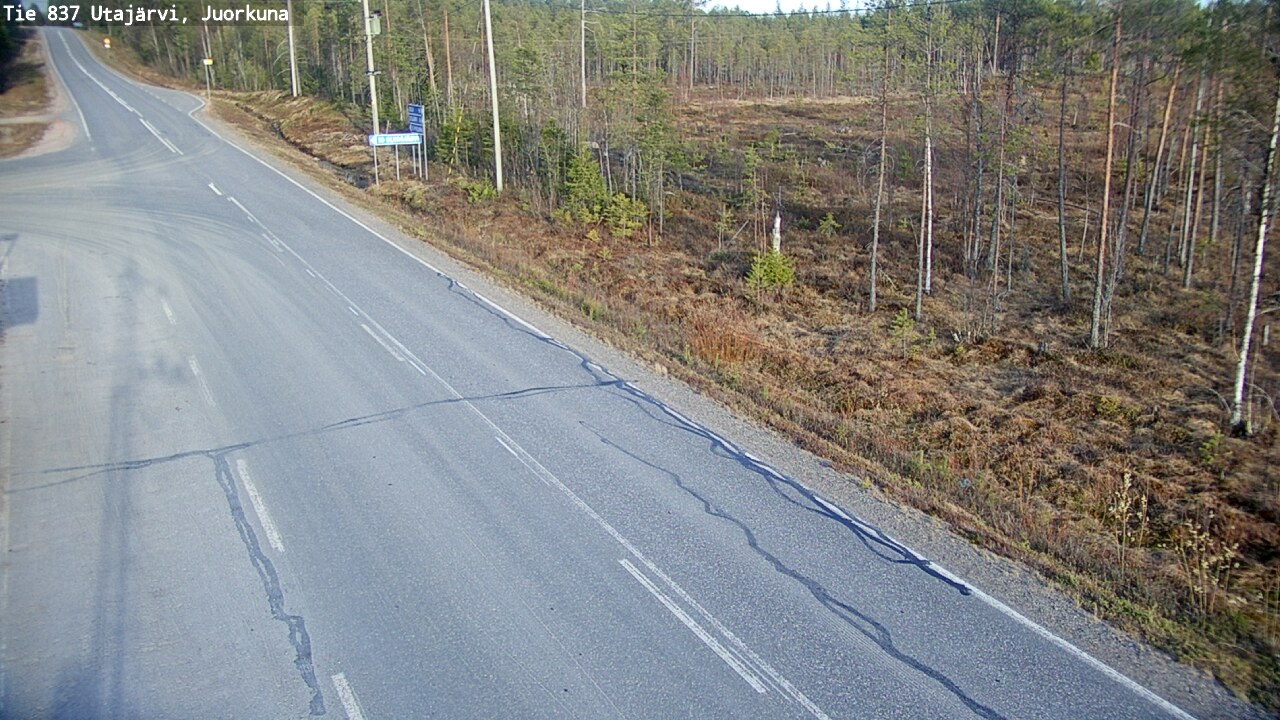 Weather Camera Image Väg 837 Utajärvi, Juorkuna, Utajärvi, Pohjois-Pohjanmaa