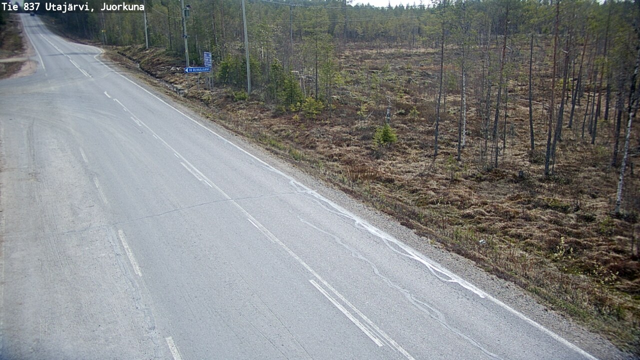 Weather Camera Image Väg 837 Utajärvi, Juorkuna, Utajärvi, Pohjois-Pohjanmaa