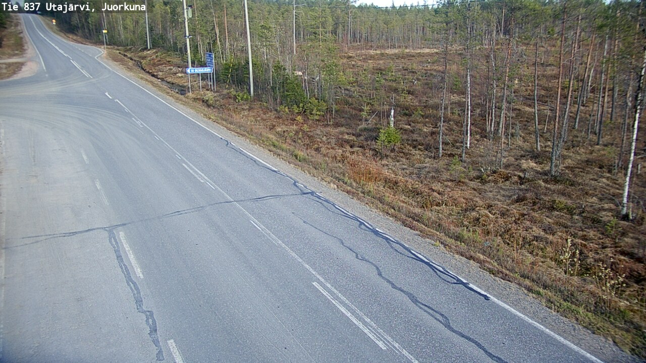 Weather Camera Image Väg 837 Utajärvi, Juorkuna, Utajärvi, Pohjois-Pohjanmaa