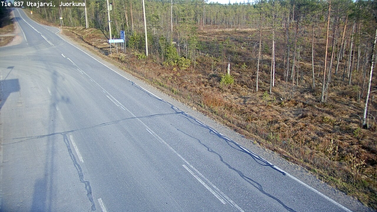 Weather Camera Image Väg 837 Utajärvi, Juorkuna, Utajärvi, Pohjois-Pohjanmaa