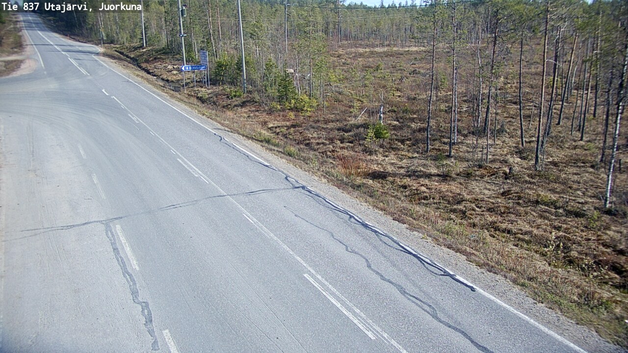 Weather Camera Image Väg 837 Utajärvi, Juorkuna, Utajärvi, Pohjois-Pohjanmaa
