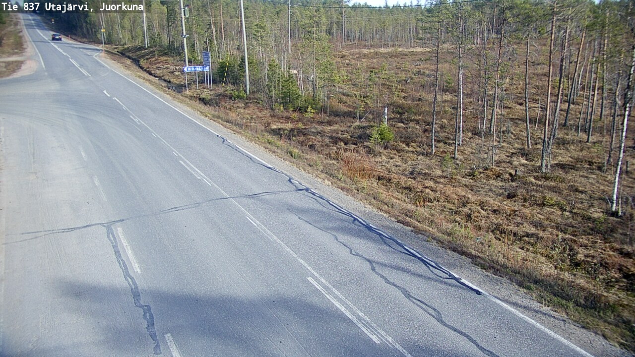 Weather Camera Image Väg 837 Utajärvi, Juorkuna, Utajärvi, Pohjois-Pohjanmaa