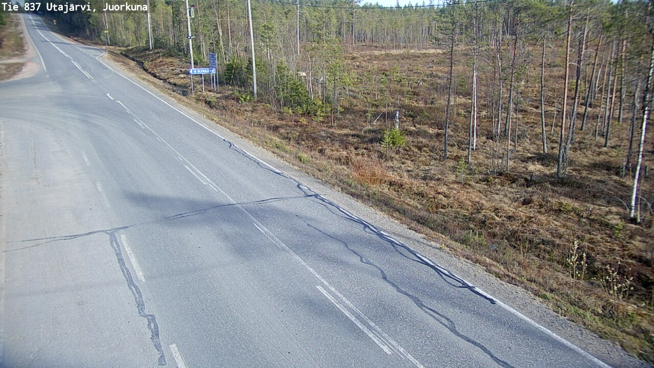 Weather Camera Image Väg 837 Utajärvi, Juorkuna, Utajärvi, Pohjois-Pohjanmaa