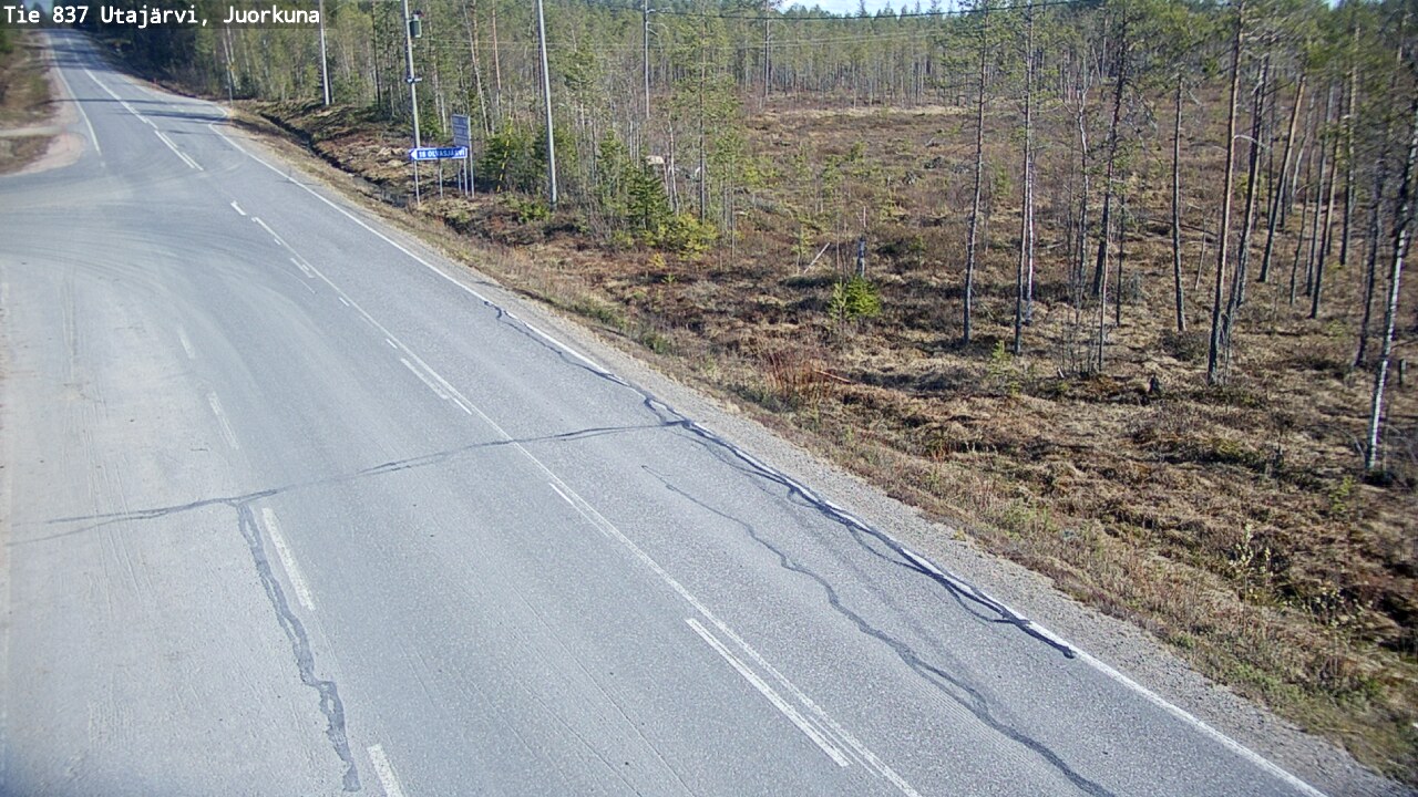 Weather Camera Image Väg 837 Utajärvi, Juorkuna, Utajärvi, Pohjois-Pohjanmaa