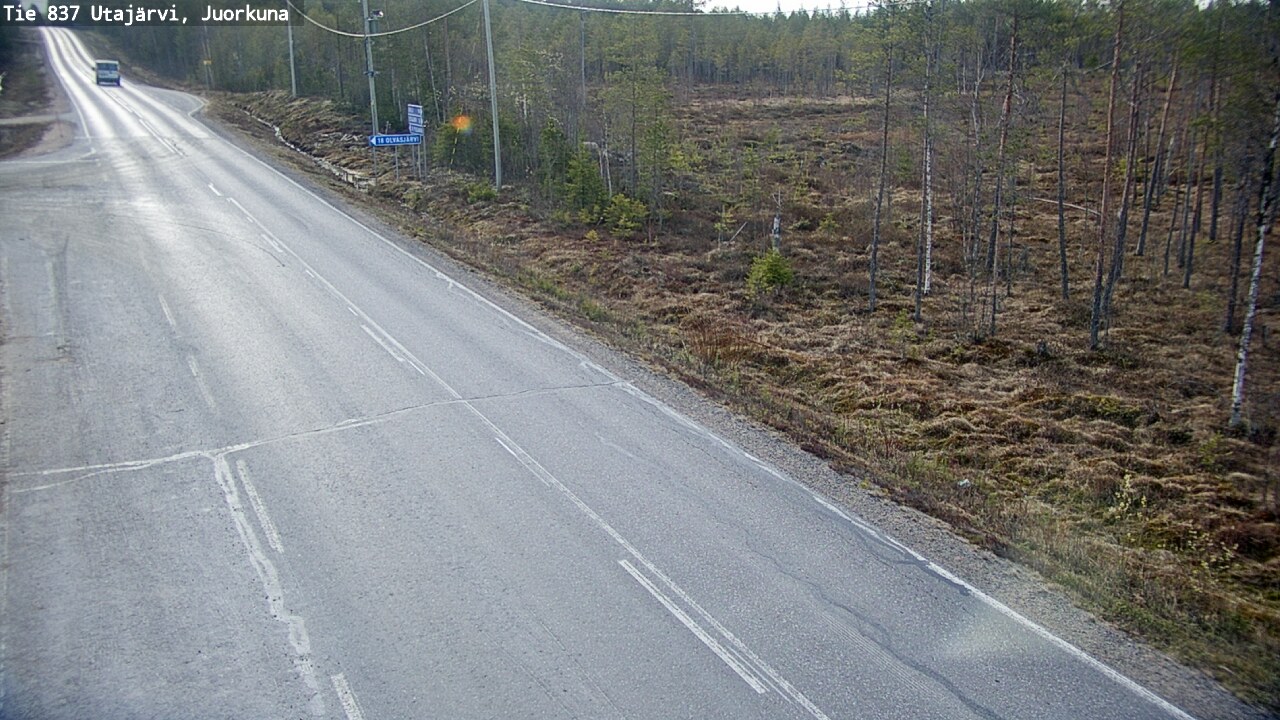 Weather Camera Image Väg 837 Utajärvi, Juorkuna, Utajärvi, Pohjois-Pohjanmaa