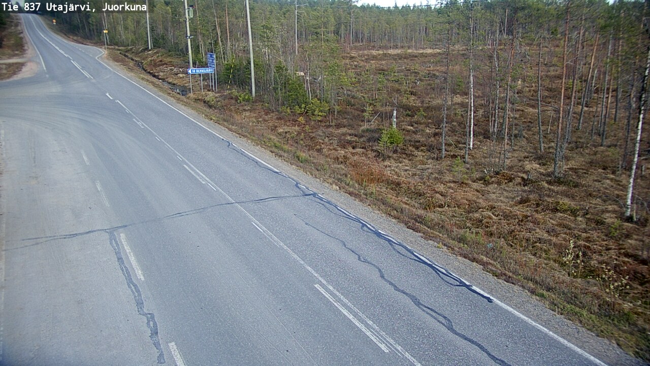 Weather Camera Image Väg 837 Utajärvi, Juorkuna, Utajärvi, Pohjois-Pohjanmaa