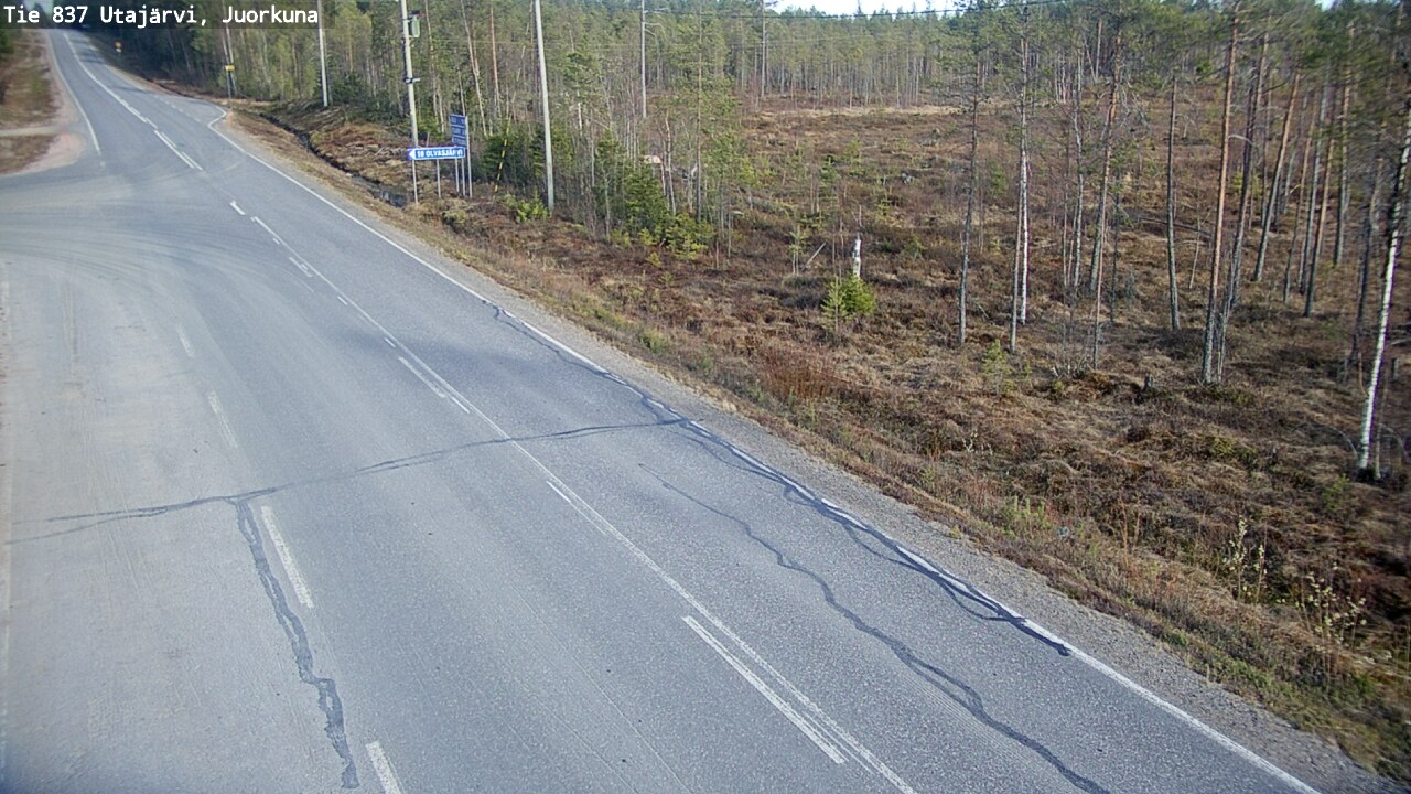 Weather Camera Image Väg 837 Utajärvi, Juorkuna, Utajärvi, Pohjois-Pohjanmaa