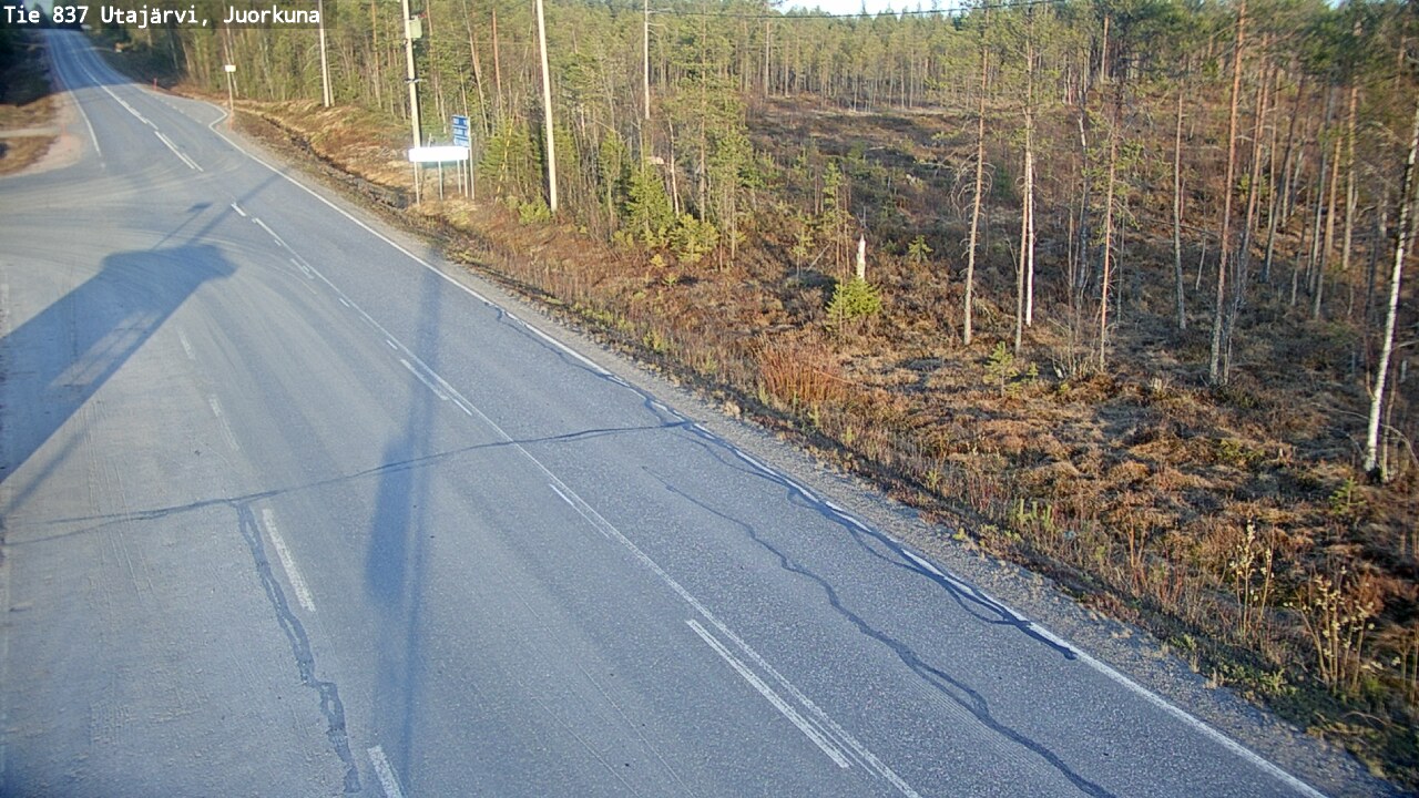 Weather Camera Image Väg 837 Utajärvi, Juorkuna, Utajärvi, Pohjois-Pohjanmaa