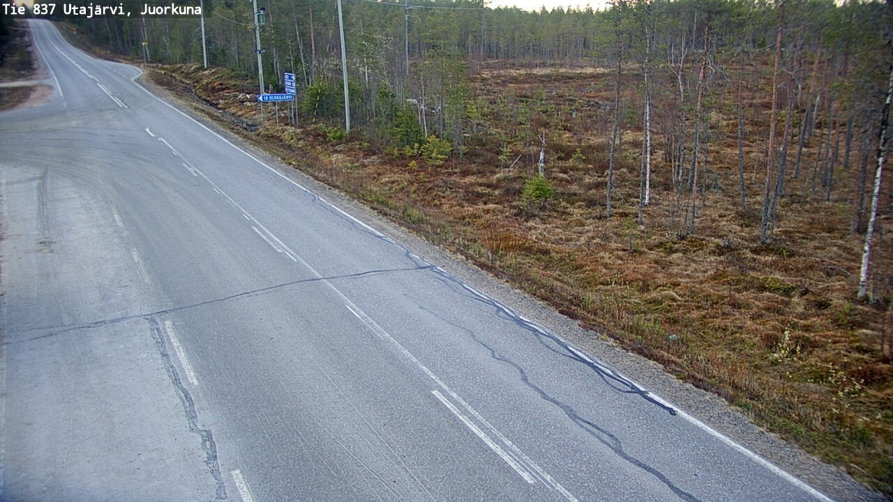 Weather Camera Image Väg 837 Utajärvi, Juorkuna, Utajärvi, Pohjois-Pohjanmaa