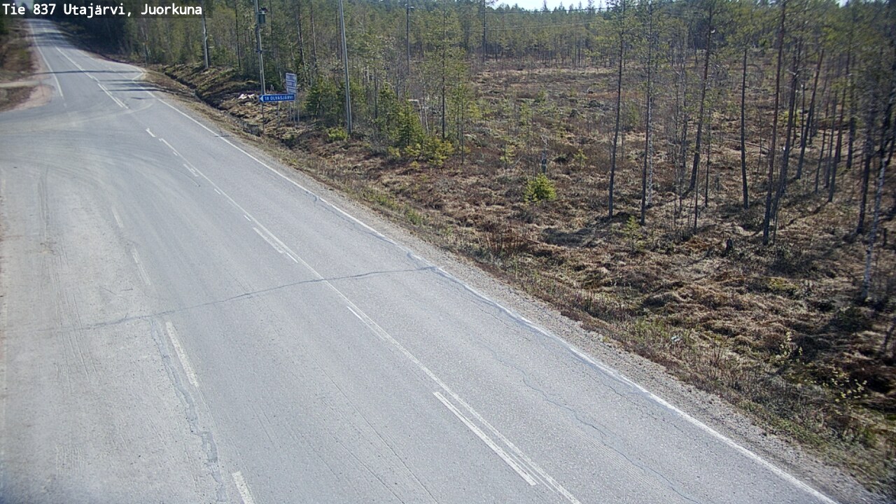 Weather Camera Image Väg 837 Utajärvi, Juorkuna, Utajärvi, Pohjois-Pohjanmaa