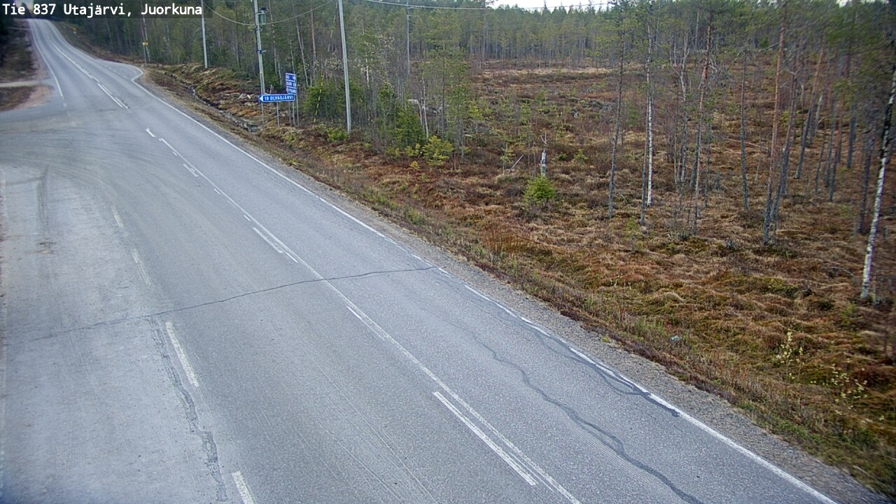 Weather Camera Image Väg 837 Utajärvi, Juorkuna, Utajärvi, Pohjois-Pohjanmaa