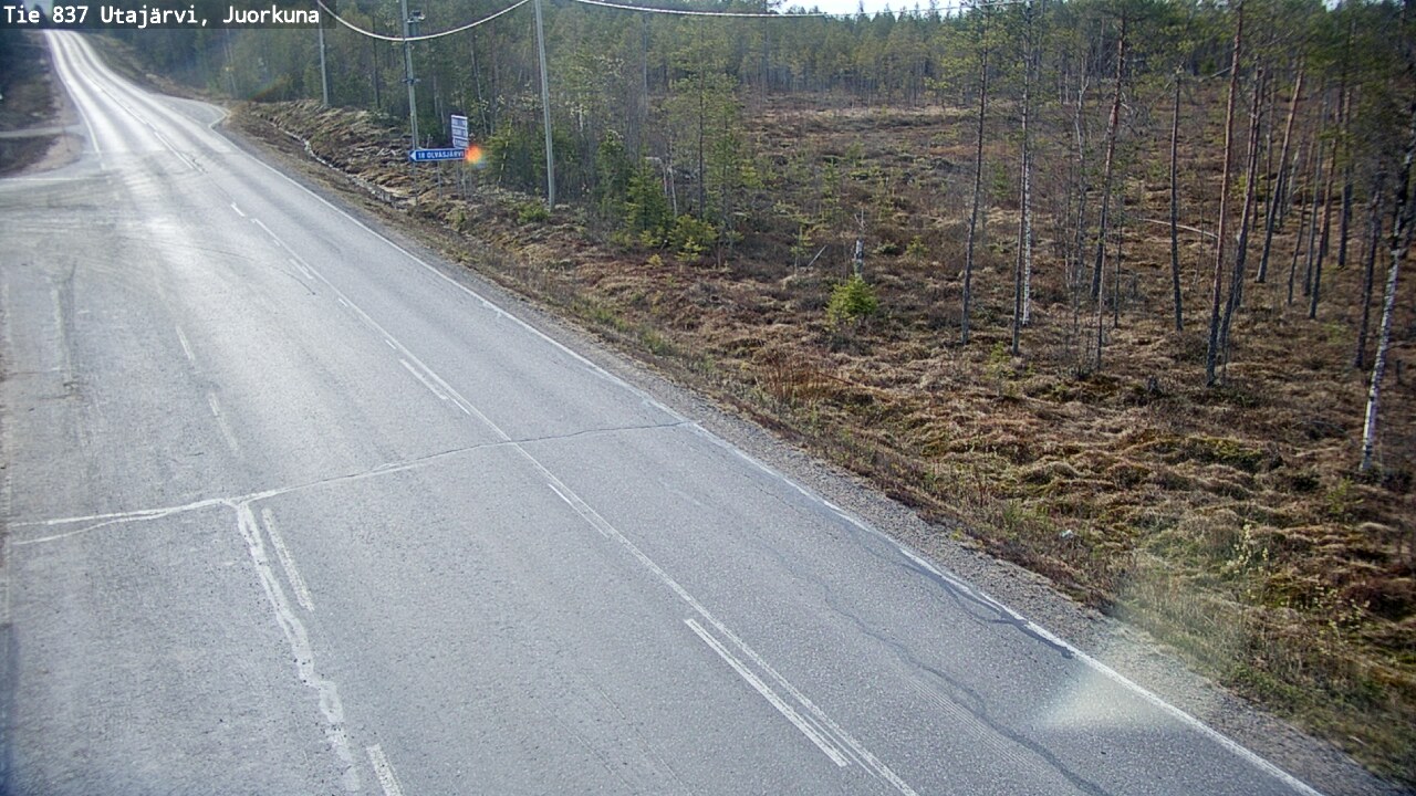 Weather Camera Image Väg 837 Utajärvi, Juorkuna, Utajärvi, Pohjois-Pohjanmaa