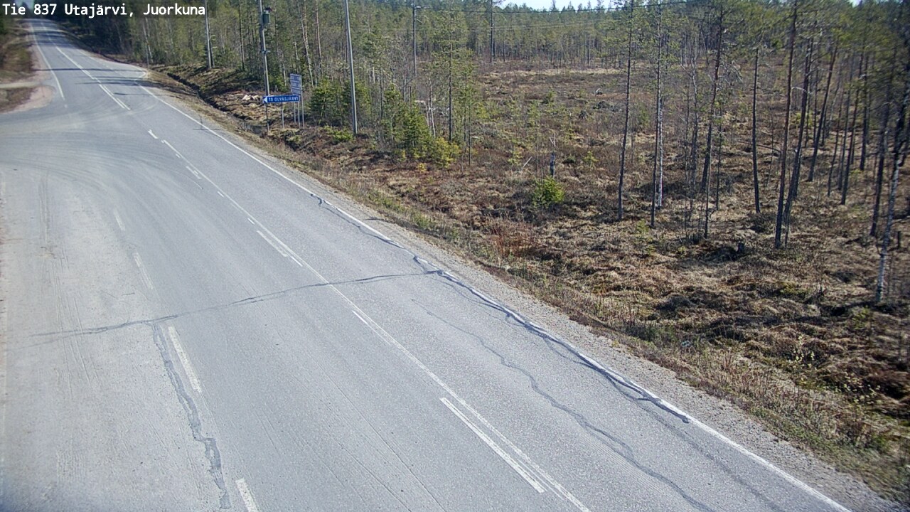 Weather Camera Image Väg 837 Utajärvi, Juorkuna, Utajärvi, Pohjois-Pohjanmaa