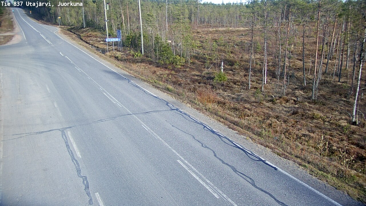 Weather Camera Image Väg 837 Utajärvi, Juorkuna, Utajärvi, Pohjois-Pohjanmaa