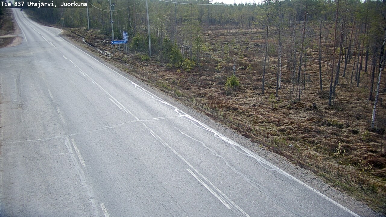 Weather Camera Image Väg 837 Utajärvi, Juorkuna, Utajärvi, Pohjois-Pohjanmaa
