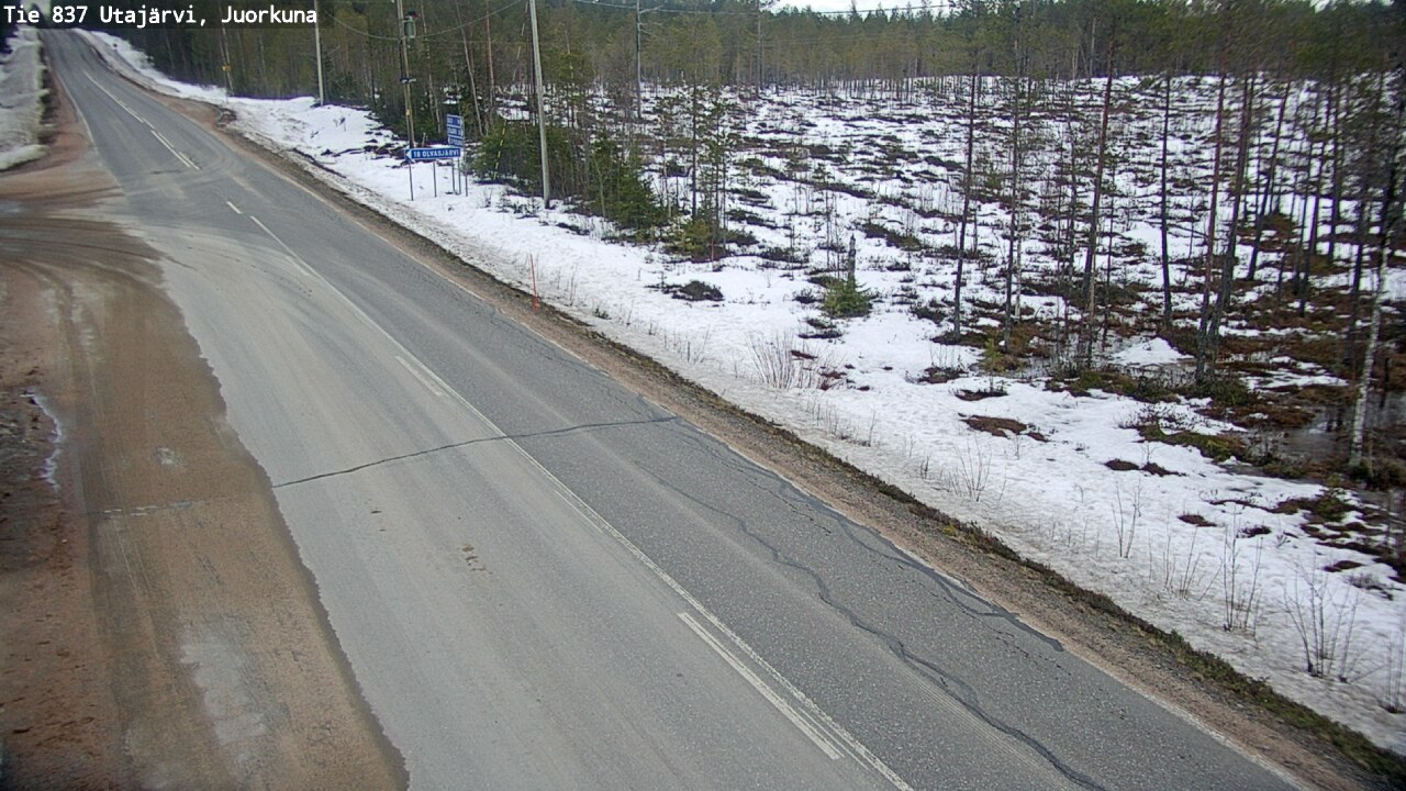 Weather Camera Image Väg 837 Utajärvi, Juorkuna, Utajärvi, Pohjois-Pohjanmaa