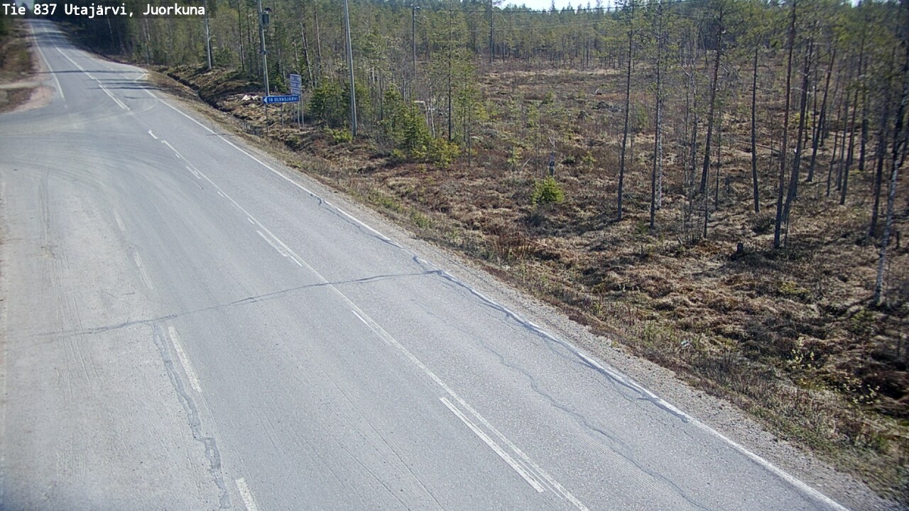 Weather Camera Image Väg 837 Utajärvi, Juorkuna, Utajärvi, Pohjois-Pohjanmaa
